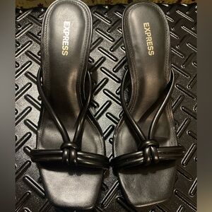 Express Women’s Double Strap Knot Vegan Leather Heeled Sandals